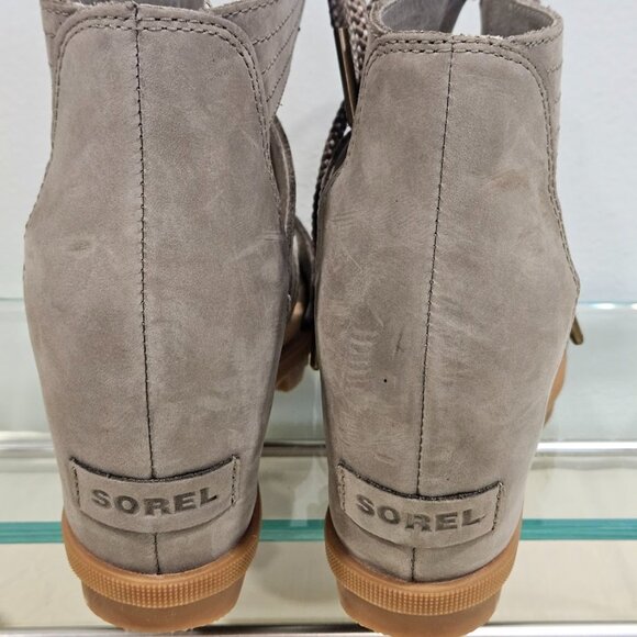 Sorel Joanie II NL3223-365 Open Toe Cut Out Hi Wedge Heel Sandals Taupe Size 8.5 - Picture 5 of 8